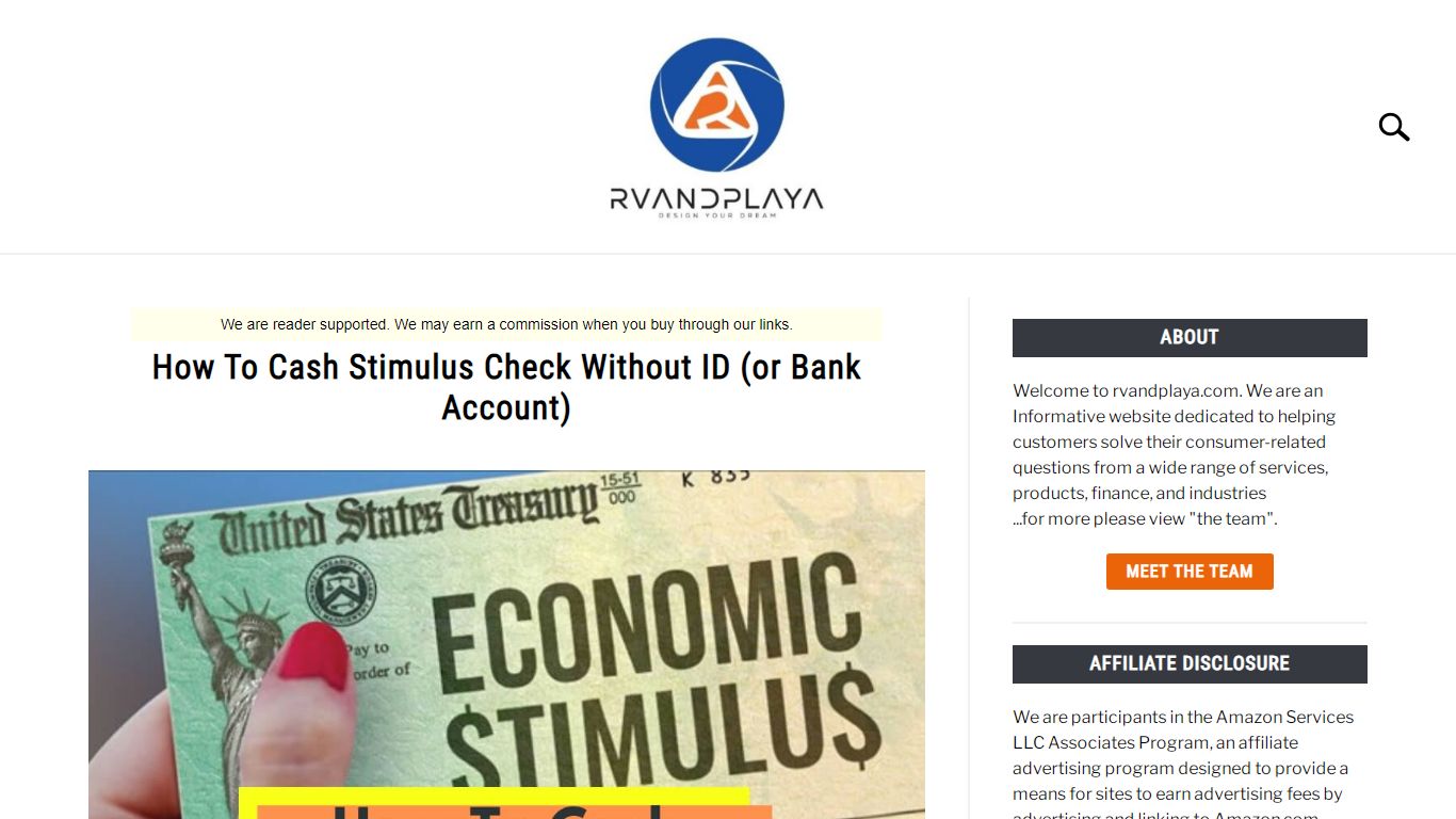 How To Cash Stimulus Check Without ID (or Bank Account) - RV and Playa