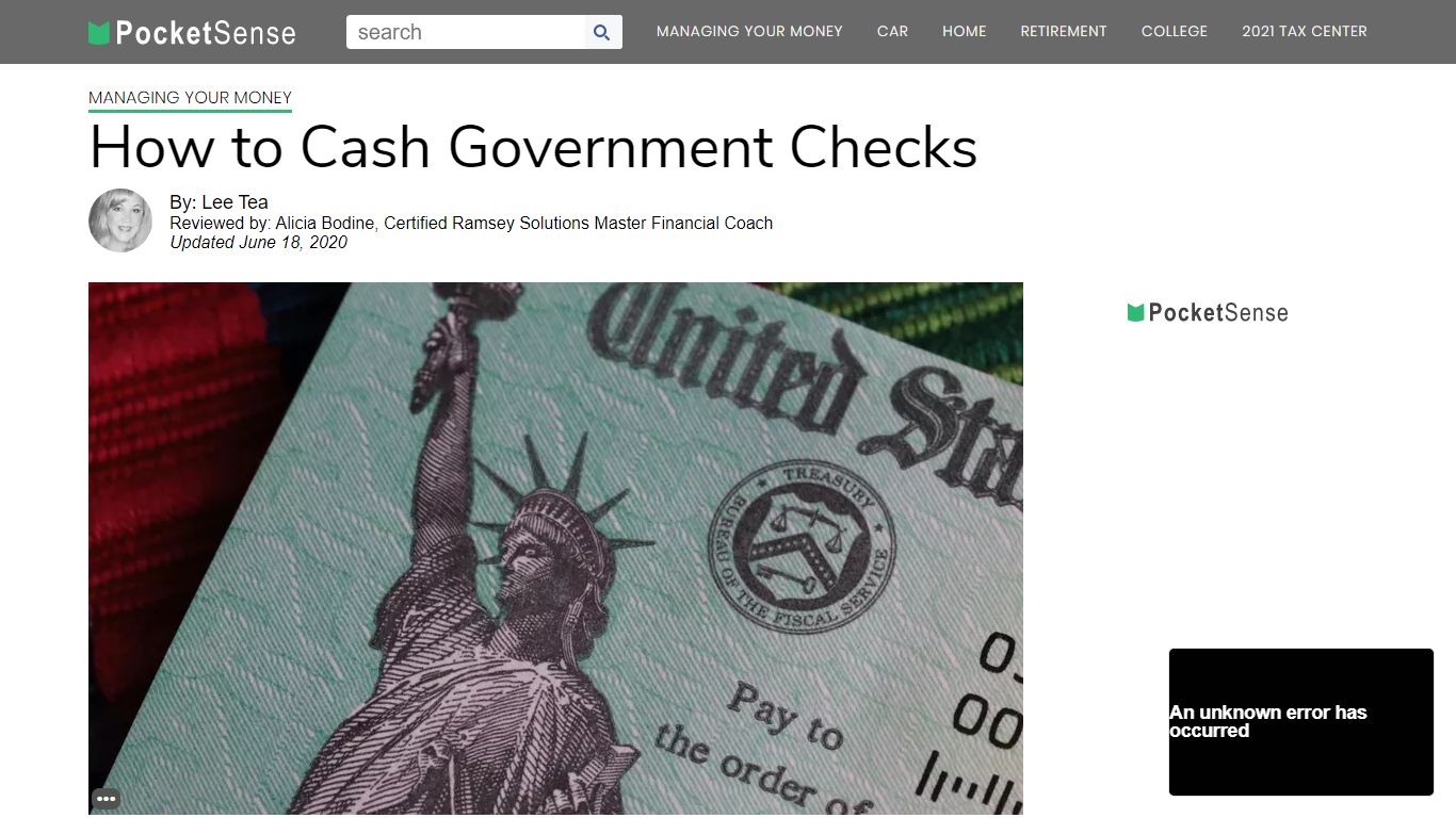 How to Cash Government Checks | Pocketsense